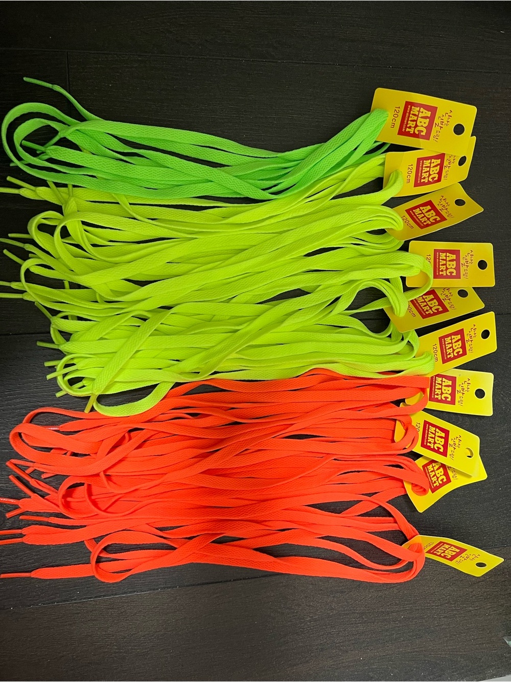 ABC Party Neon Shoelaces - Lime Green & Neon Orange